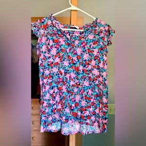 LOFT Sleeveless Pink and Blue Floral Blouse size M